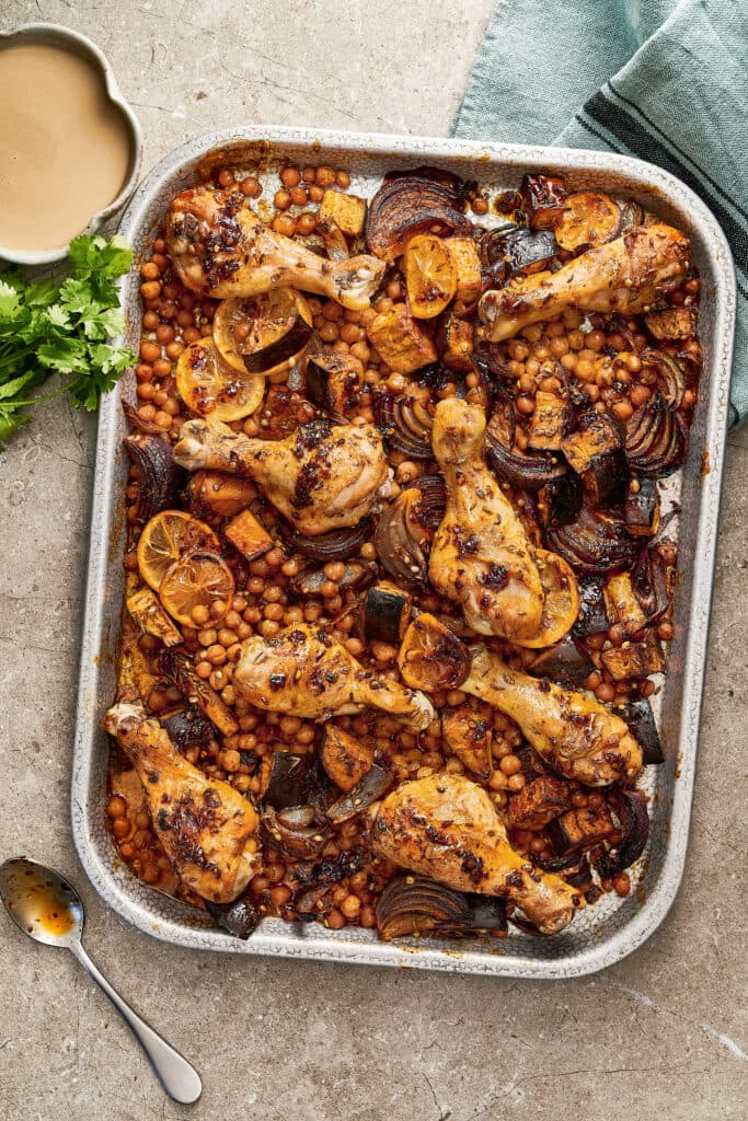 Nadiya Hussain Chickpea & Chicken Traybake Recipe | Cook Once Eat Twice