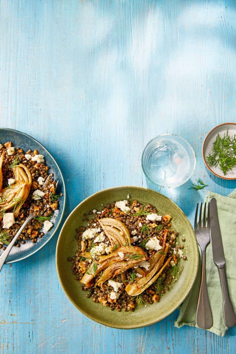 Confit fennel with Puy lentils